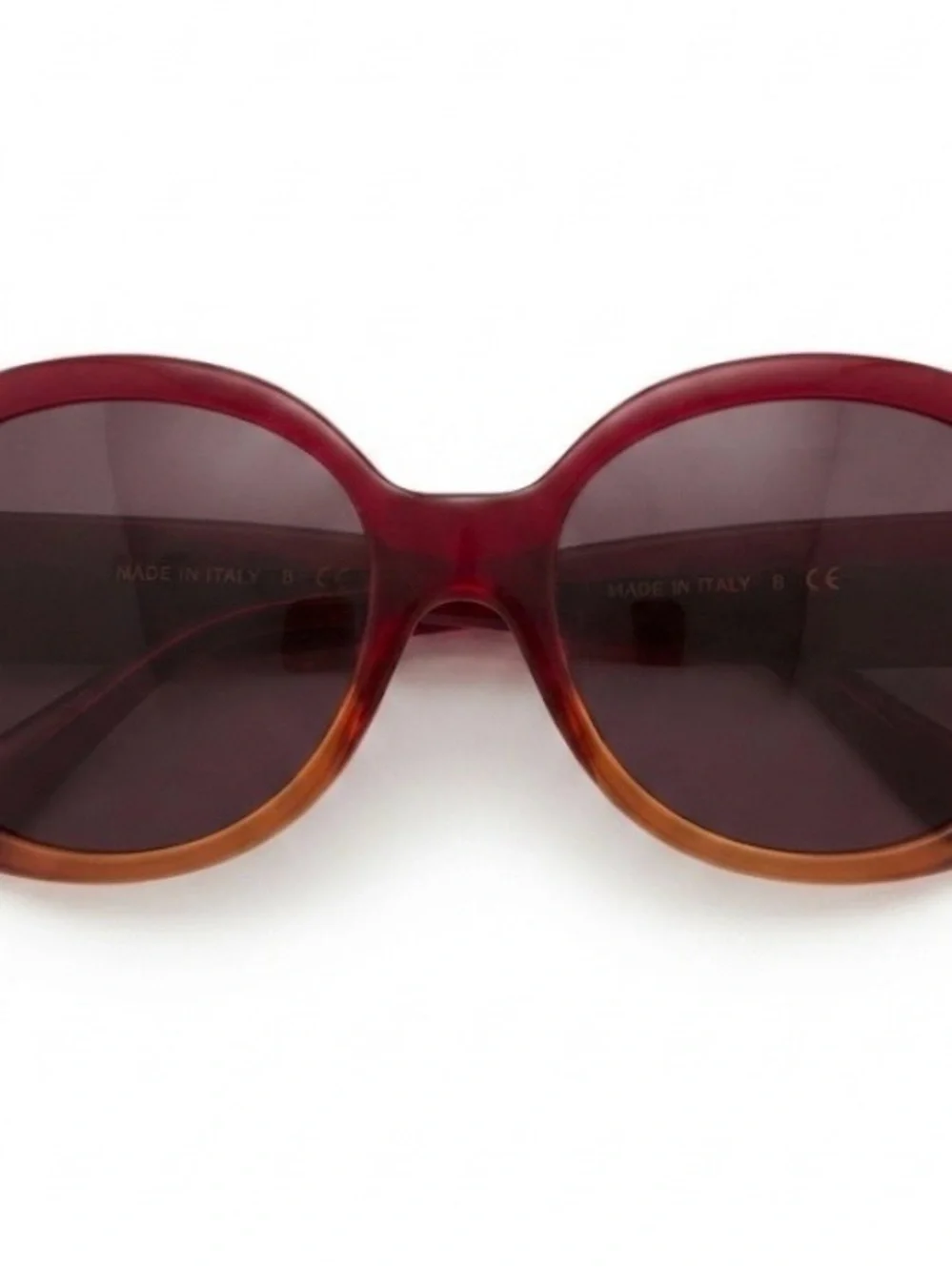 CHANEL Red to Amber Ombre Sunglasses with Silver CC Detail